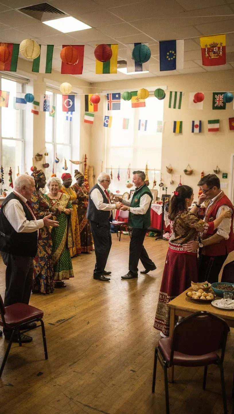 Seniors dancing together, showcasing health and community benefits.
